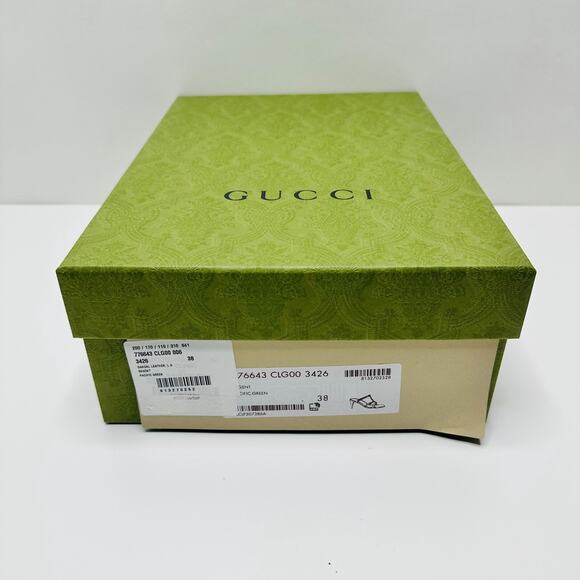 Gucci Regent Slim Horsebit 38/ US 8 Heel Sandals Pacific Green Leather NIB $990 - Picture 13 of 13